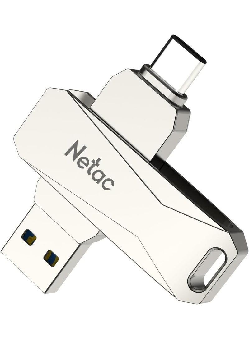 Netac Type-C USB 64GB Double Interface Flash Drive Plug U782C_2 Silver - Image 1
