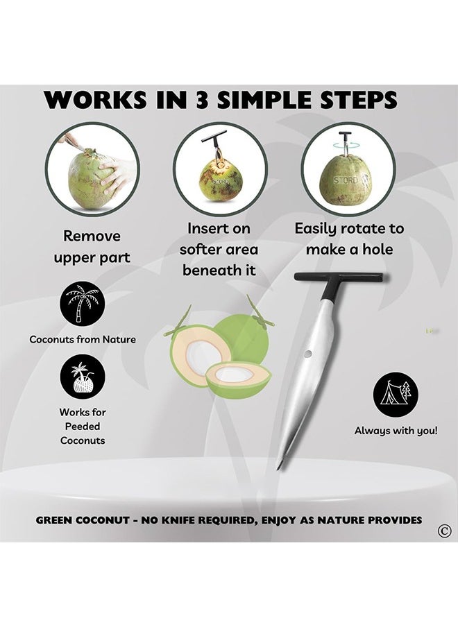 HY Coconut Opener for Fresh Green Young Coconut Water - Works With Peeled Thai Young White Coconuts - Open in Seconds Super Safe Easy and Fast  - Image 3