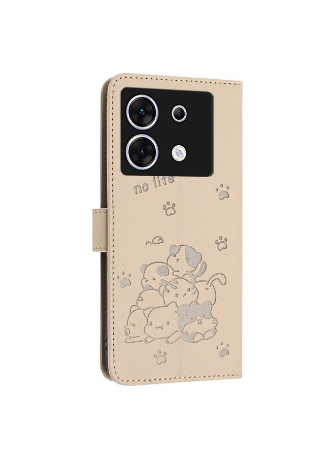 Zaboon Case For Infinix Zero 30 5G Embossed Kitten Phone Leather Case with Lanyard - Image 3