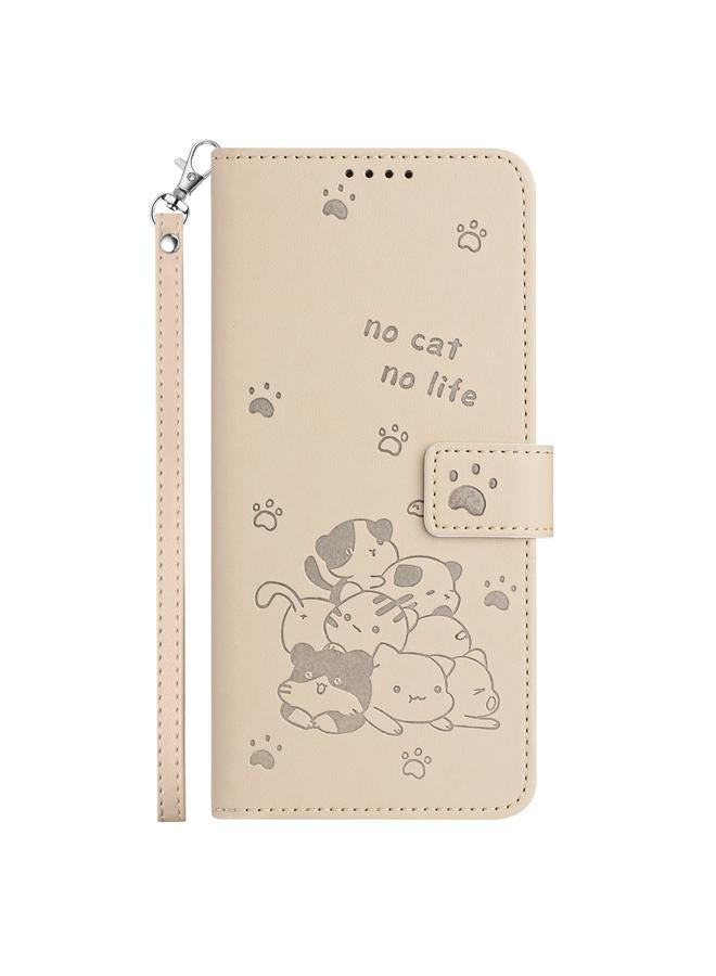 Zaboon Case For Infinix Zero 30 5G Embossed Kitten Phone Leather Case with Lanyard - Image 2