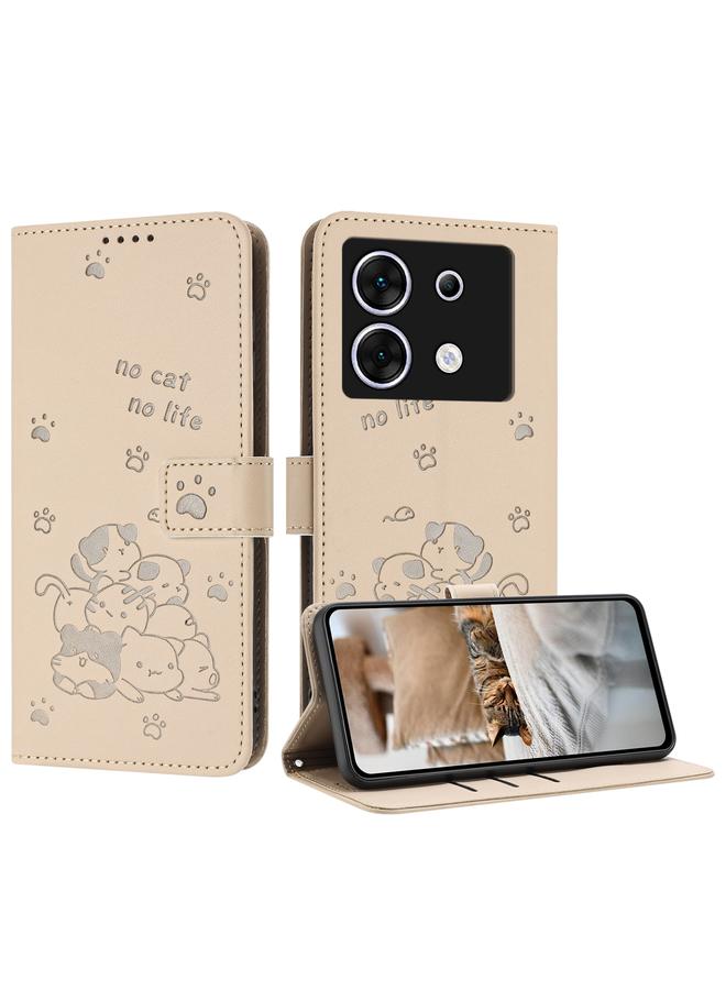 Zaboon Case For Infinix Zero 30 5G Embossed Kitten Phone Leather Case with Lanyard - Image 1