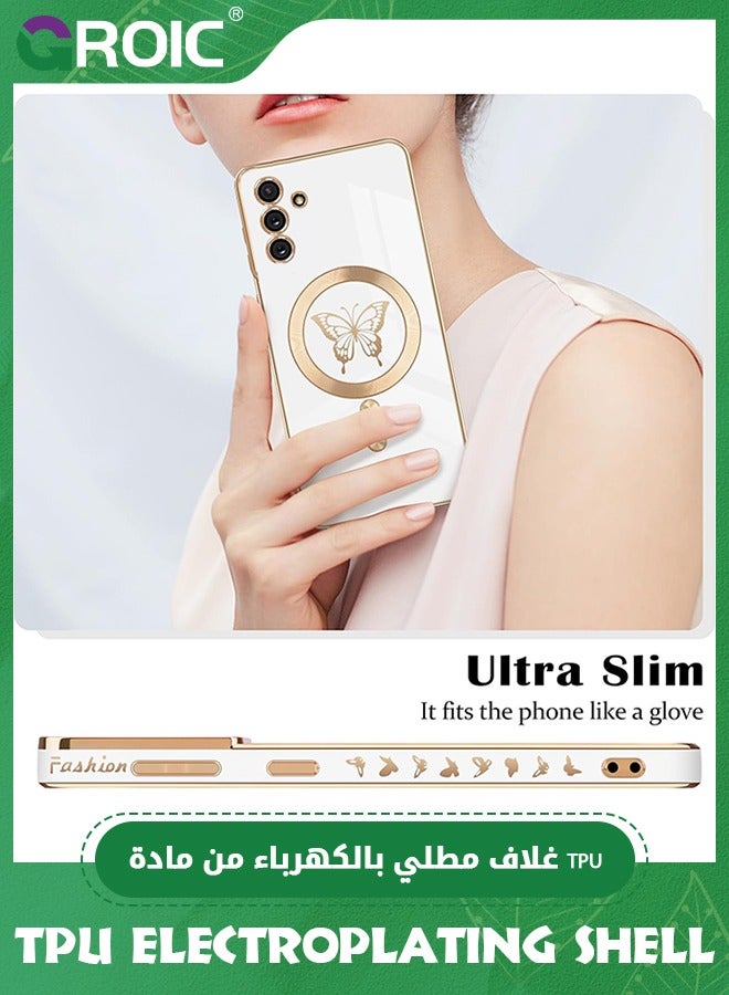 GROIC Case for Samsung Galaxy S24 Plus 6.6 Inch with HD Glass Screen Protector, Magnetic Case for Women Girl Soft Cute Luxury Butterfly Plating Phone Case Compatible with MagSafe Back Cover - Image 2