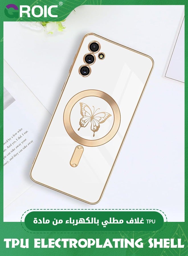 GROIC Case for Samsung Galaxy S24 Plus 6.6 Inch with HD Glass Screen Protector, Magnetic Case for Women Girl Soft Cute Luxury Butterfly Plating Phone Case Compatible with MagSafe Back Cover - Image 5