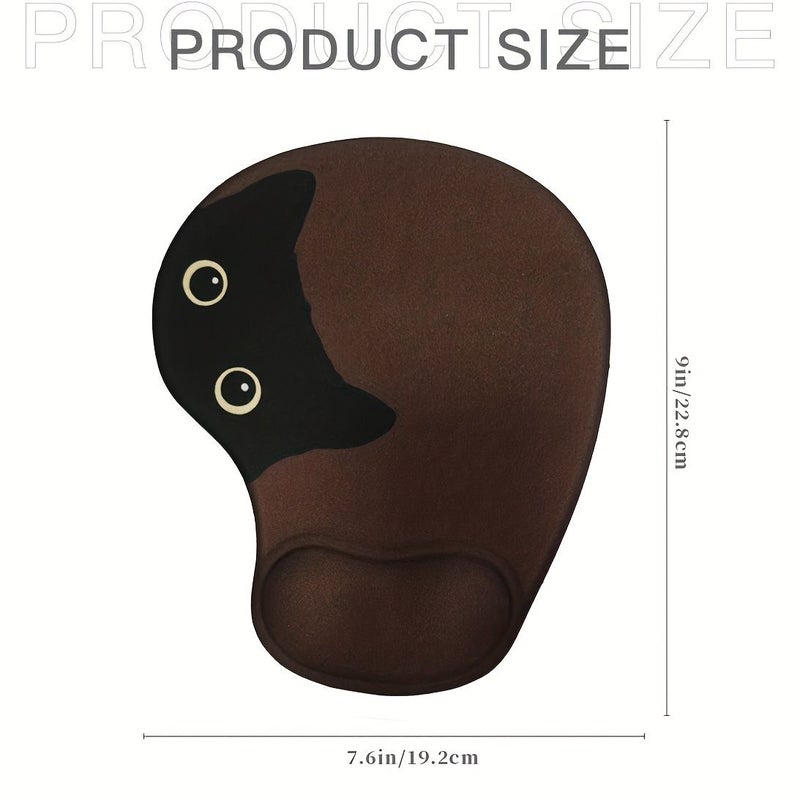 Ergonomic Mouse Pad With Wrist Rest Non Slip Base Exposed Black Cat Style - Image 2