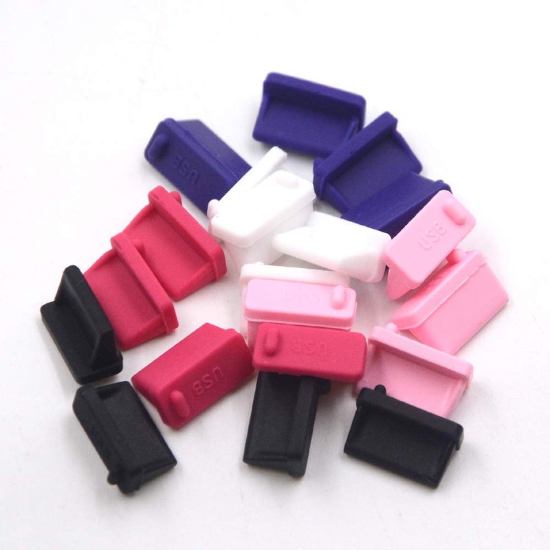 Lampvpath 20 Pcs 5Colors Silicone USB Type A,USB Port Standard-A Female Anti Dust Cover Plugs Protector Stopper Cap for Desktop PC Laptops (Black,White,Purple,Pink,Hot Pink) - Image 4