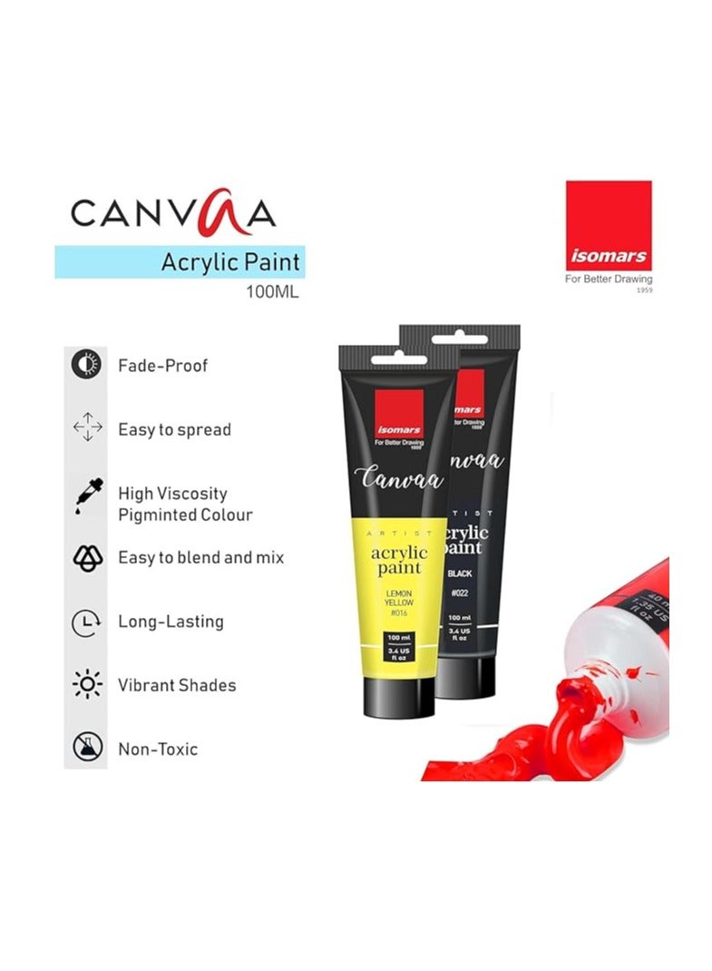 Isomers Canvaa Acrylic Paint 100ml Vibrant Pigmented & Fadeproof Colors - ARTIST SERIES - For Canvas Painting, Scrap Book, Paper Board, Wood & Terracotta Vermillion Bermellon - Image 2