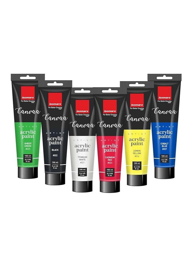 Isomers Canvaa Acrylic Paint 100ml Vibrant Pigmented & Fadeproof Colors - ARTIST SERIES - For Canvas Painting, Scrap Book, Paper Board, Wood & Terracotta Vermillion Bermellon - Image 3