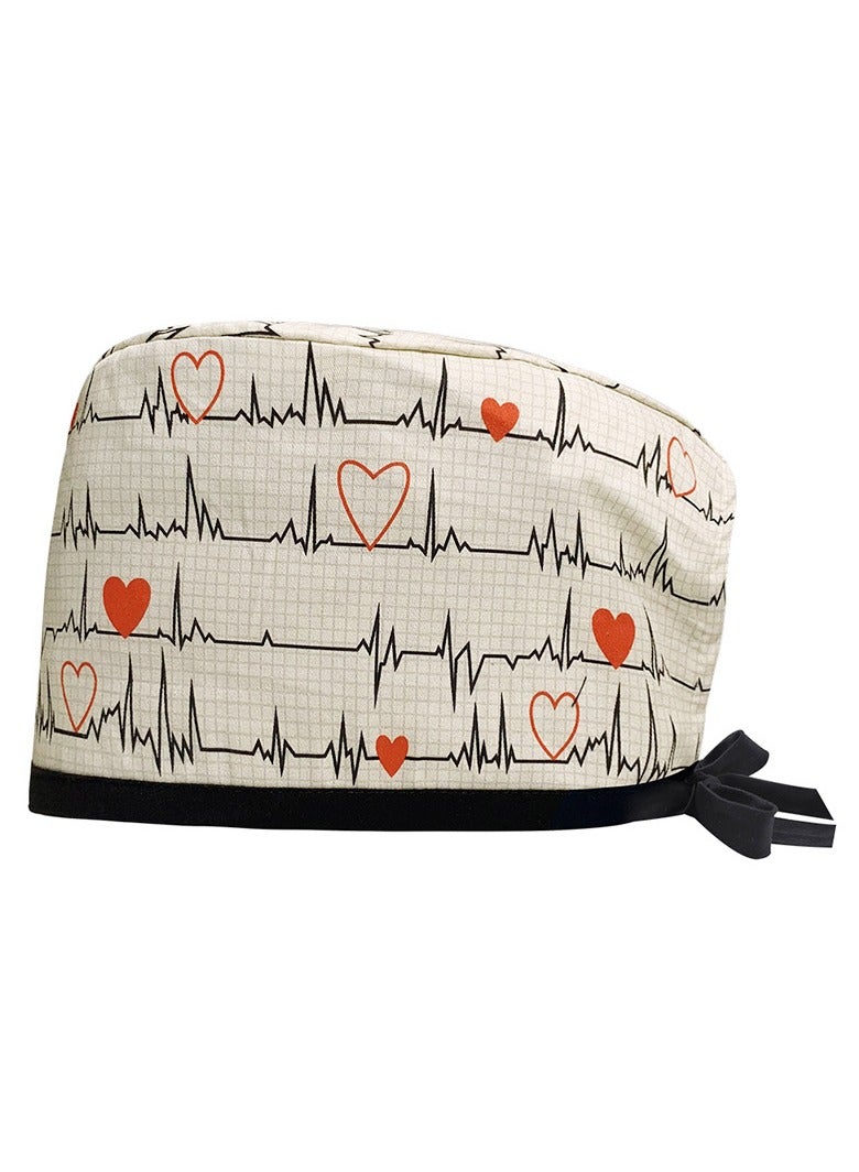 KUYING Cotton Printed Surgical Cap Strap Adjustable Medical Work Cap