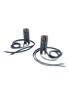 Hide & Drink Hide  Drink Set of 2 Hair Ties for Women PonytailBraid Holder Wraps Deadlock Accessories for Ladies Full Grain Leather Handmade Slate Blue 
