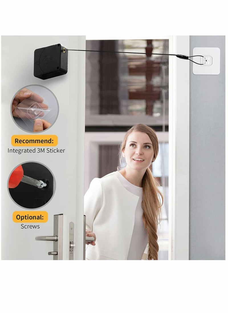 Y&D - Door Closer, Punch-Free Automatic Sensor Closer Plus, Forceful Punch Free Built in Buffer, for Family Doors, Wardrobe, Window, 1200g 4.9FT (1 Pack Black) - Image 1