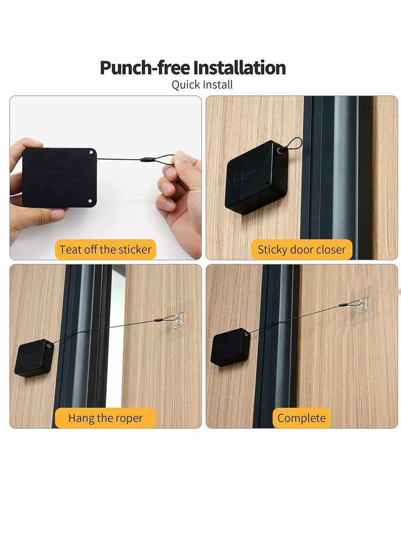 Y&D - Door Closer, Punch-Free Automatic Sensor Closer Plus, Forceful Punch Free Built in Buffer, for Family Doors, Wardrobe, Window, 1200g 4.9FT (1 Pack Black) - Image 1