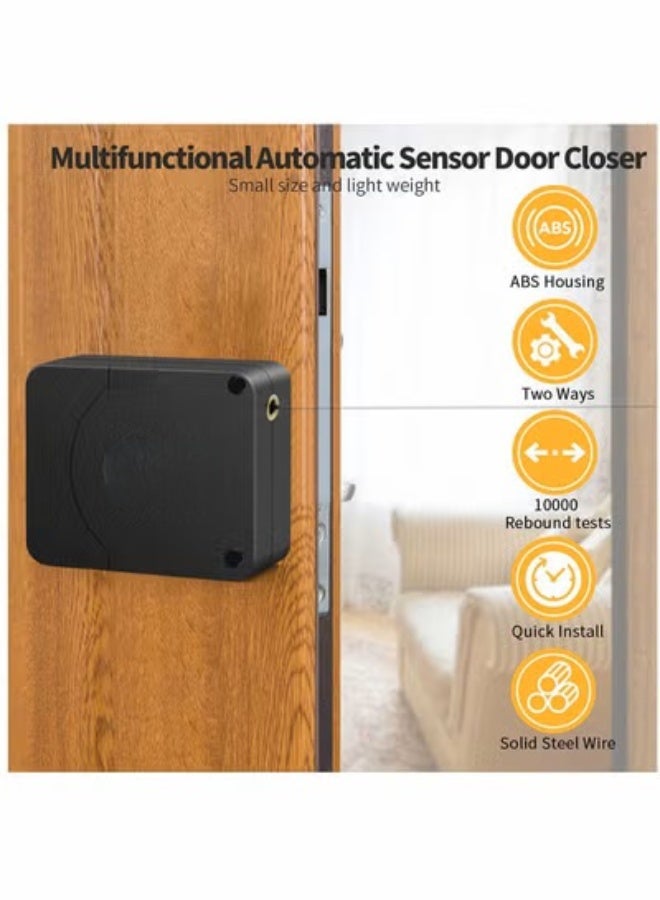 Bluejw Door Closer, Punch-Free Automatic Sensor Closer Plus, Forceful Punch Free Built in Buffer, for Family Doors, Wardrobe, Window, 1200g 4.9FT (1 Pack Black) - Image 2