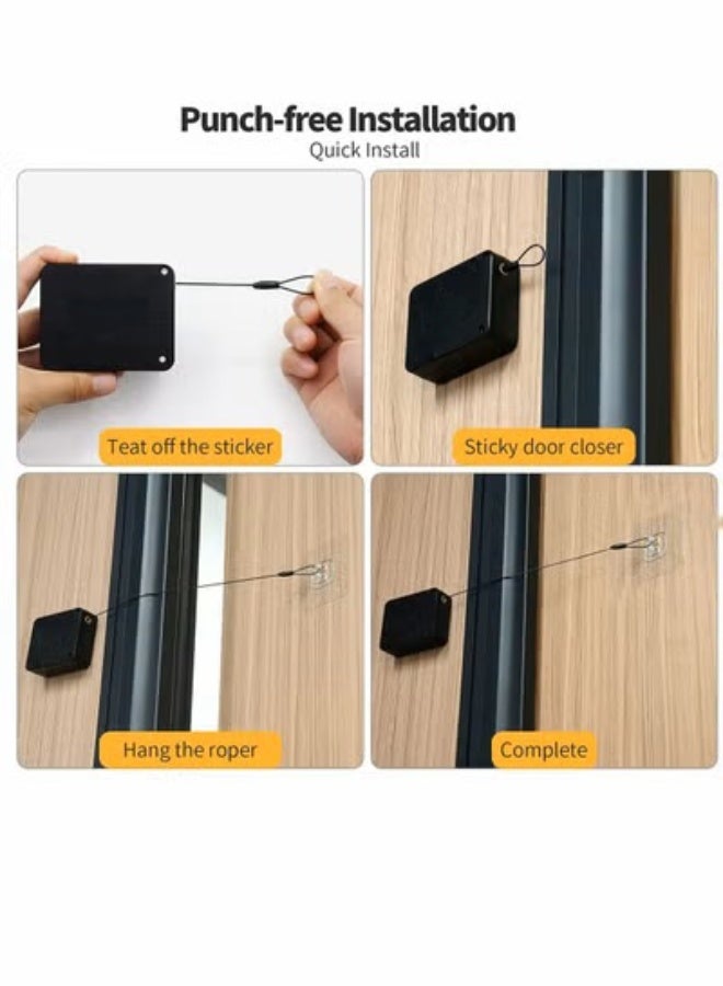 Bluejw Door Closer, Punch-Free Automatic Sensor Closer Plus, Forceful Punch Free Built in Buffer, for Family Doors, Wardrobe, Window, 1200g 4.9FT (1 Pack Black) - Image 5