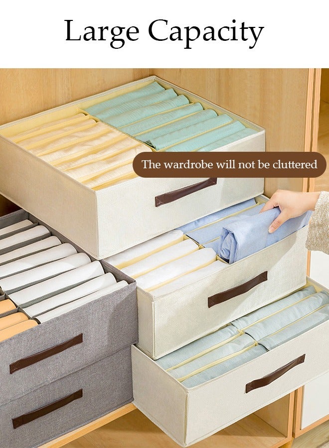 2 Pieces Fabric Closet Storage Organizer Set Foldable Clothes Boxes Large Capacity Wardrobe Stackable Closet Drawer with Handle for Leggings Stockings Socks Underwear