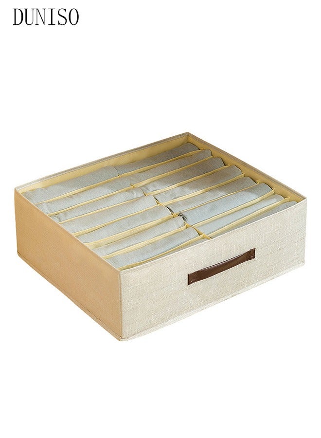 2 Pieces Fabric Closet Storage Organizer Set Foldable Clothes Boxes Large Capacity Wardrobe Stackable Closet Drawer with Handle for Leggings Stockings Socks Underwear