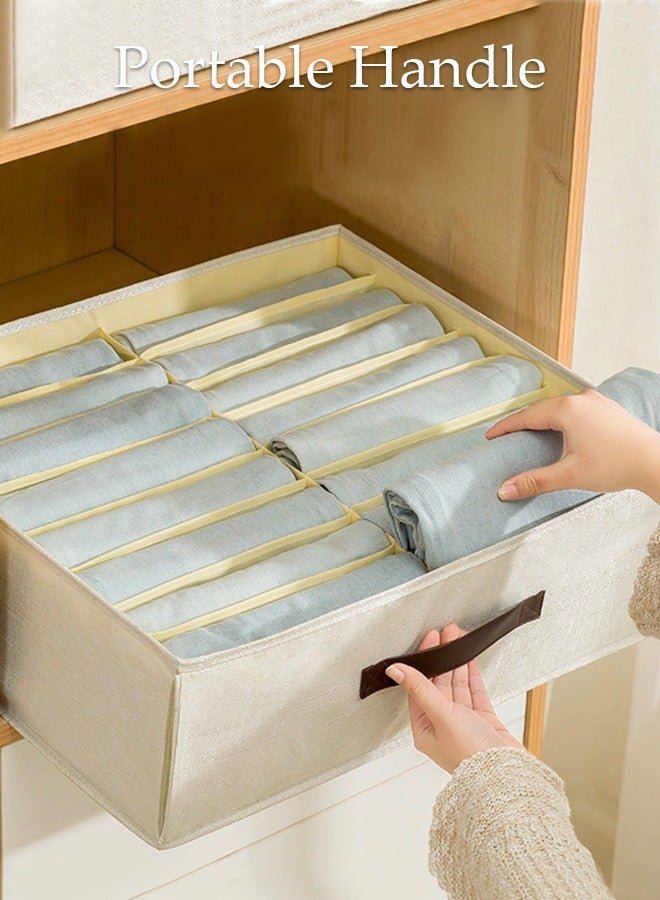 2 Pieces Fabric Closet Storage Organizer Set Foldable Clothes Boxes Large Capacity Wardrobe Stackable Closet Drawer with Handle for Leggings Stockings Socks Underwear