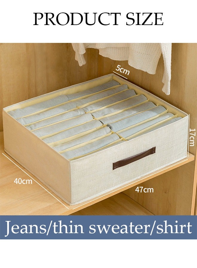 2 Pieces Fabric Closet Storage Organizer Set Foldable Clothes Boxes Large Capacity Wardrobe Stackable Closet Drawer with Handle for Leggings Stockings Socks Underwear