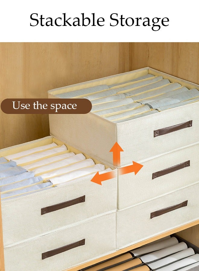 2 Pieces Fabric Closet Storage Organizer Set Foldable Clothes Boxes Large Capacity Wardrobe Stackable Closet Drawer with Handle for Leggings Stockings Socks Underwear