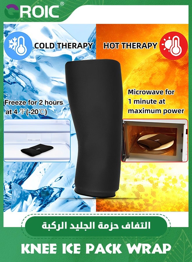 GROIC Knee Ice Pack Wrap With Heat Compression Sleeve Reusable Gel Knee Brace For Elbow, Ankle And Calf, Flexible Cold Wrap Recovery for Meniscus, ACL, MCL Pain Relief, Knee Brace, Knee Support - L - Image 3