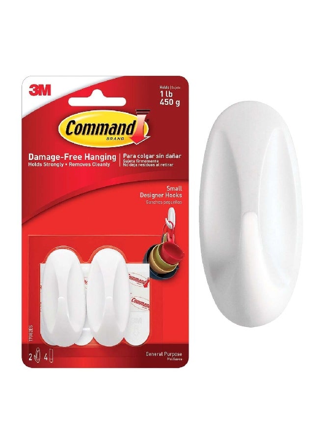 Command 2-Piece Utility Designer Adhesive Hook White Small 17082ES  - Image 4