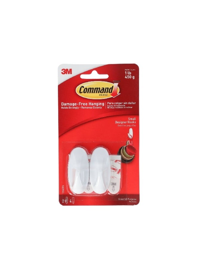 Command 2-Piece Utility Designer Adhesive Hook White Small 17082ES - Image 1