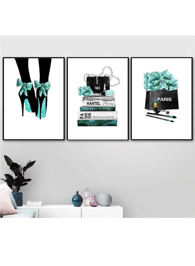 YOWOCAL Fashion Woman Wall Art Canvas Print Poster,8"x12" perfume Handbags High Heels With Flowers Drawing Decor for Living Room Bedroom Girls Dorm Make Up Room(Set of 4,Unframe) - Image 5