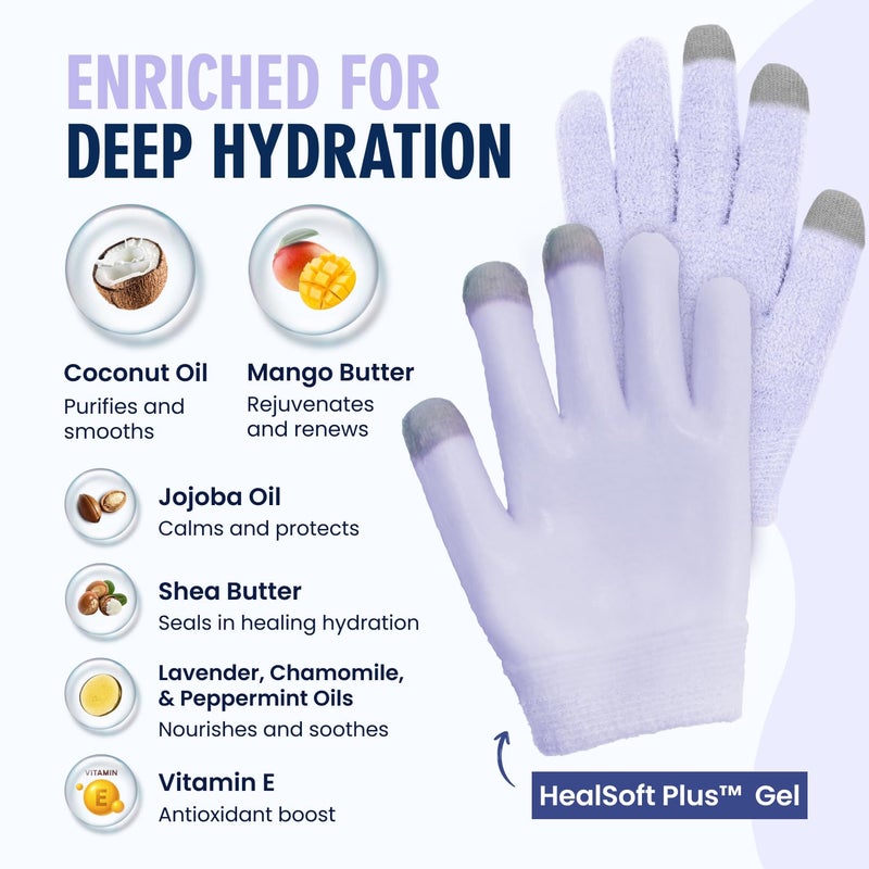 Dr. Frederick's Original Dr. Frederickâ€™s Original Moisturizing Gel Gloves â€“ Deep Moisturizing and Fast Relief for Dry Hands â€“ Touchscreen-Friendly â€“ Mango Butter, Shea Butter, Jojoba, & Coconut Oil (Lilac Leisure) - Image 3