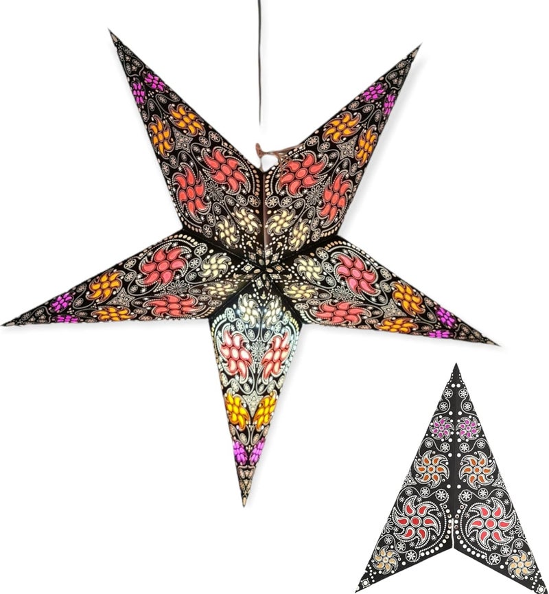 Kandil Lantern Diwali Christmas Star Happy Deepavli Printed Traditional Multi Color 24 Inch  - Image 2