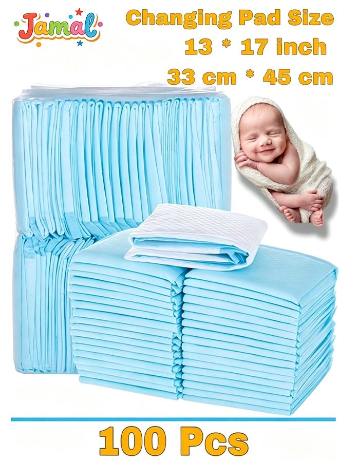 Jamal 100 Pcs Small Disposable Changing Pad Leak-Proof Underpad Bed Table Protector Mat, Soft Non-Woven Fabric, 33x45cm - Image 1