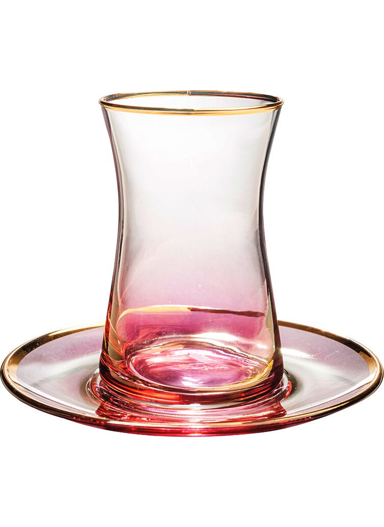 Royal Home Roya Home Soprano Pink 12 Piece Tea Glass Set for 6 People  - Image 2