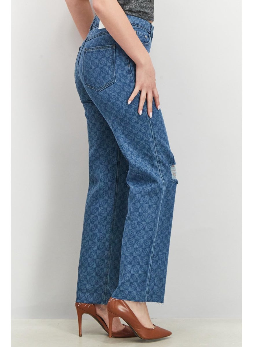 Don't Call Me Jennyfer - Women Straight Fit Non Stretchable Denim Jeans, Blue - Image 1