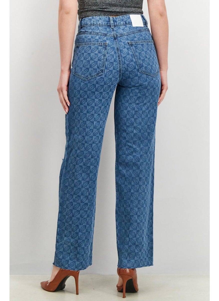 Don't Call Me Jennyfer - Women Straight Fit Non Stretchable Denim Jeans, Blue - Image 1