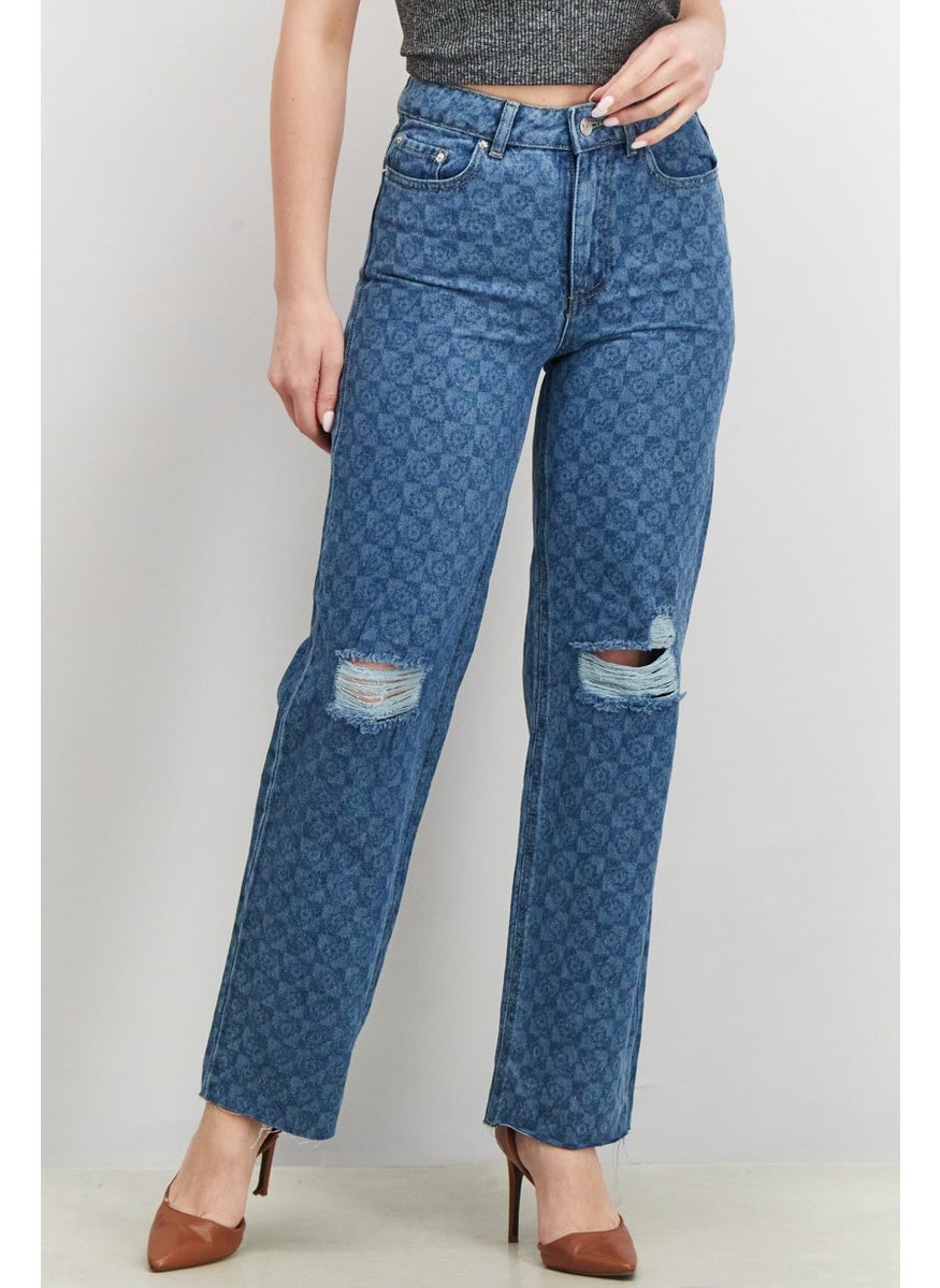 Don't Call Me Jennyfer - Women Straight Fit Non Stretchable Denim Jeans, Blue - Image 1