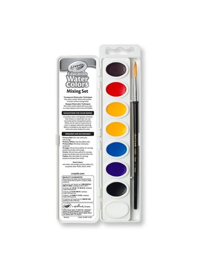 Crayola Watercolor Mixing Set With Taklon Paint Brush 8 Paint Colors - Image 3