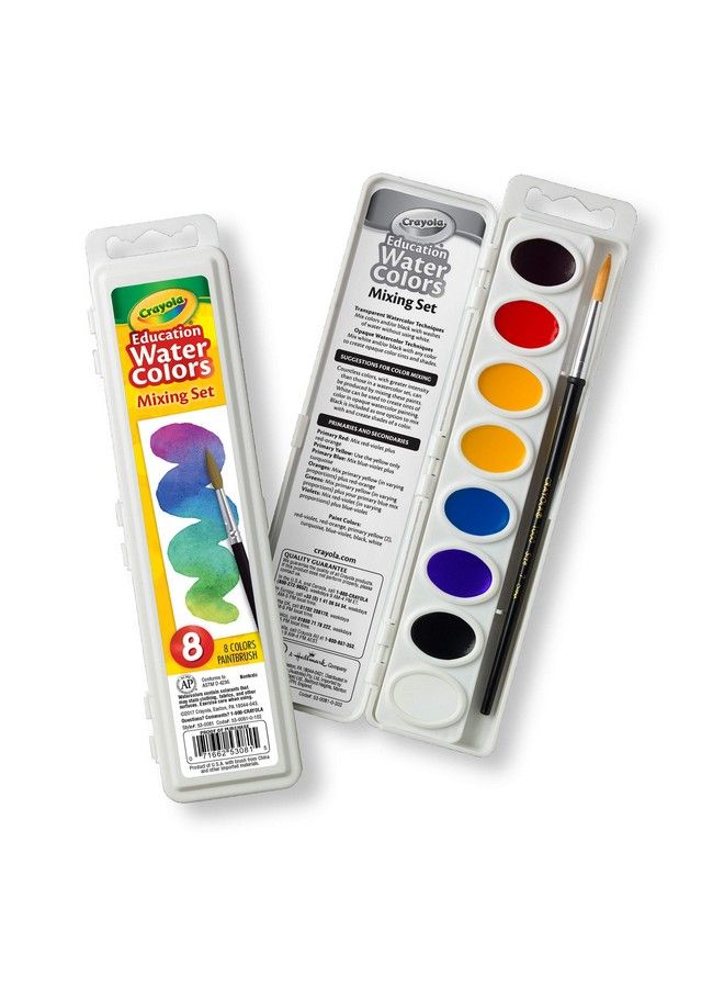 Crayola Watercolor Mixing Set With Taklon Paint Brush 8 Paint Colors - Image 2