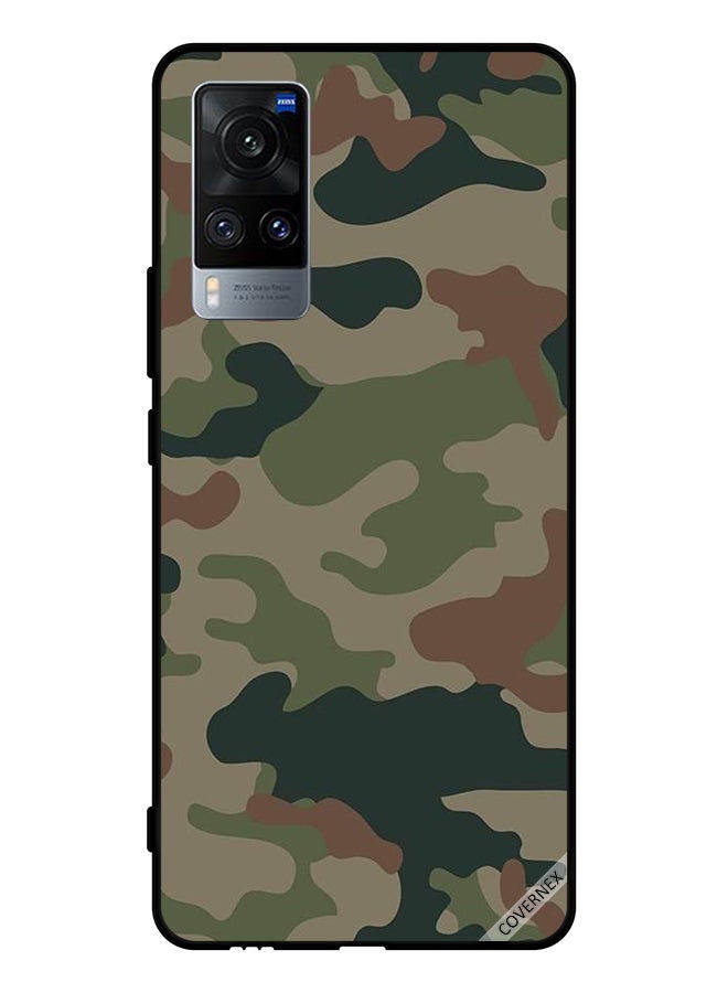 Covernex Protective Case Cover For Vivo X60 Green & Brown Camouflage Pattern  - Image 1