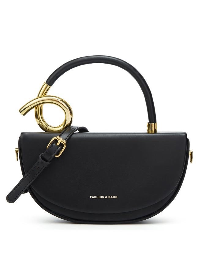 Bagkeak Unique Trendy Solid Color Cross Body Bag Small Exquisite Shoulder Bags Commuter Travel Handbag for Women 2025, Black - Image 1
