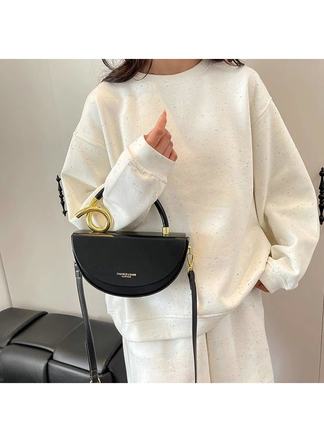 Bagkeak Unique Trendy Solid Color Cross Body Bag Small Exquisite Shoulder Bags Commuter Travel Handbag for Women 2025, Black - Image 4