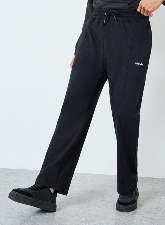 Styli Men Black Embroidered Oversized Joggers - Image 1