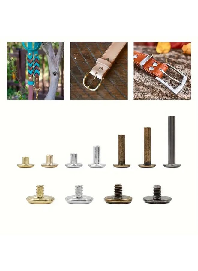 10 Pcs M4 Silver Round Head Screws Faux Leather Craft Studs for Belt Luggage Shoe Decoration - Image 1