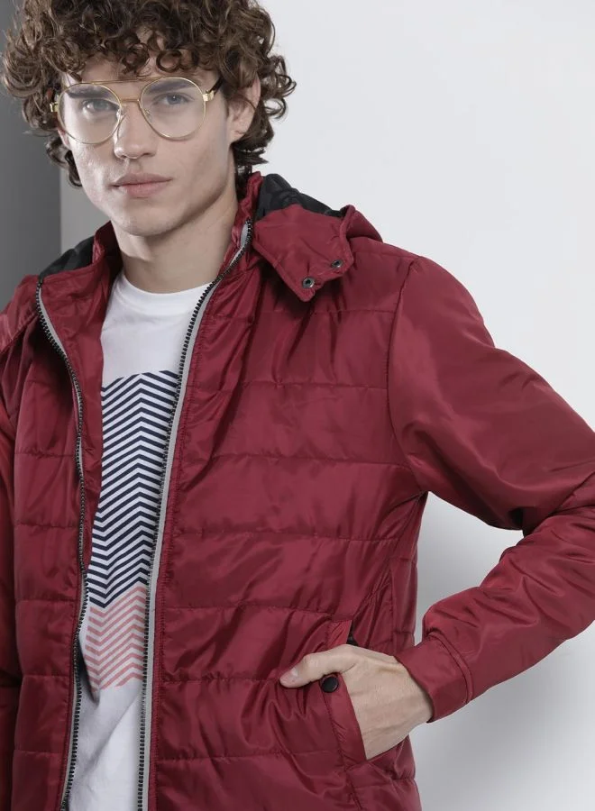 The Indian Garage Co The Indian Garage Co Men Slim Fit Solid High Neck Long Sleeves Jacket