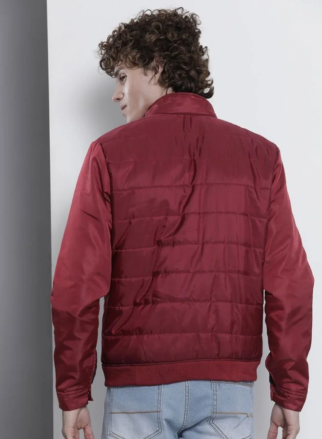 The Indian Garage Co The Indian Garage Co Men Slim Fit Solid High Neck Long Sleeves Jacket