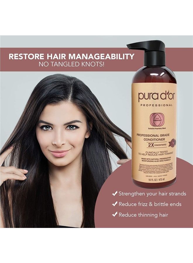 Pura d'or Professional Grade Biotin Conditioner For Thinning Hair, Clinically Proven Anti-Thinning Hair Care, 2X Concentrated DHT Blocker Hair Thickening Products For Women & Men, 16oz - Image 5