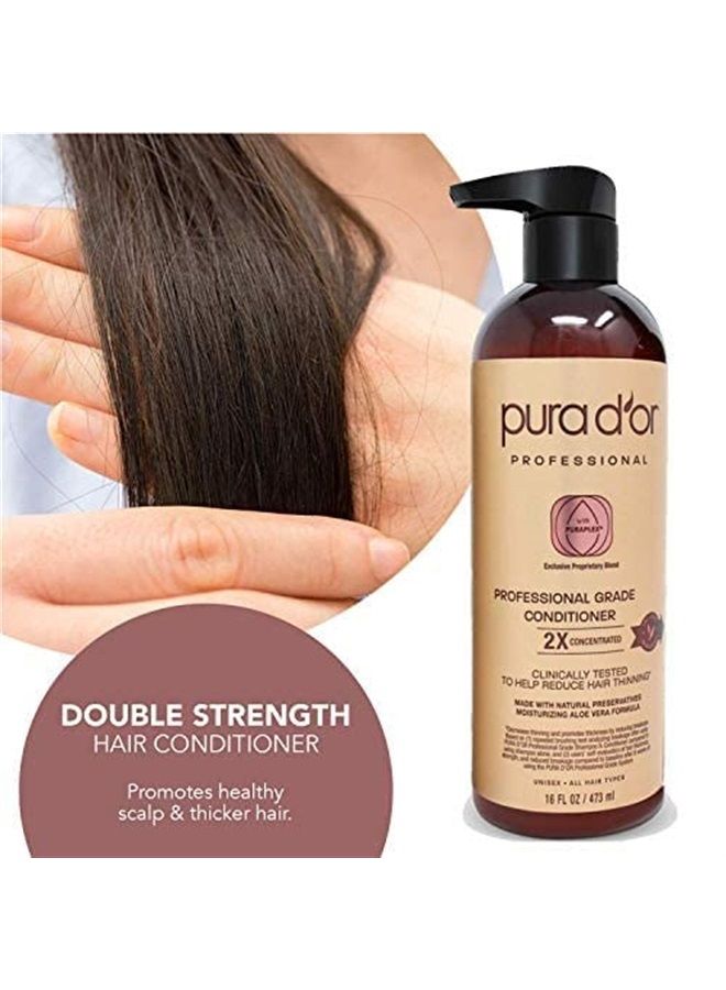 Pura d'or Professional Grade Biotin Conditioner For Thinning Hair, Clinically Proven Anti-Thinning Hair Care, 2X Concentrated DHT Blocker Hair Thickening Products For Women & Men, 16oz - Image 3