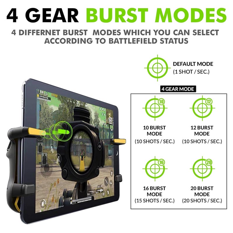 SpinBot زناد الألعاب الكهربائي BattleMods T10 للأجهزة اللوحية/iPADS مع وضع الانفجار لـ BGMI/Free Fire Max/COD Mobile/إلخ - 1 زوج (غير مخصص للهواتف الذكية) - Image 2