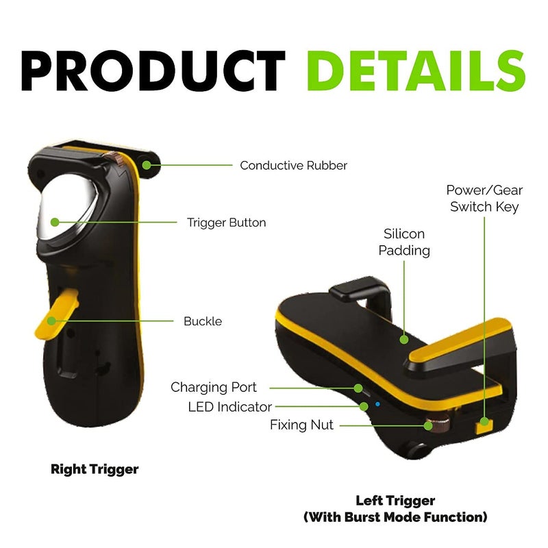 SpinBot زناد الألعاب الكهربائي BattleMods T10 للأجهزة اللوحية/iPADS مع وضع الانفجار لـ BGMI/Free Fire Max/COD Mobile/إلخ - 1 زوج (غير مخصص للهواتف الذكية) - Image 3