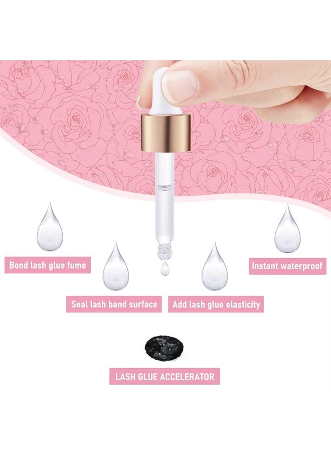 PRO LASHBEAUTY مُعزز الرموش لتمديد الرموش مُعزز لاصق الرموش مُسرع لاصق تمديد الرموش مُثبت لتمديد الرموش احتفاظ أطول مقاوم للماء مقاوم للزيت تصميم قطارة خاص للتحكم في الجرعة (وردي، 15 مل) - Image 2