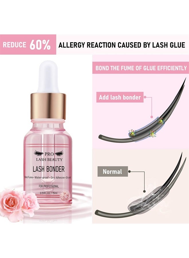 PRO LASHBEAUTY مُعزز الرموش لتمديد الرموش مُعزز لاصق الرموش مُسرع لاصق تمديد الرموش مُثبت لتمديد الرموش احتفاظ أطول مقاوم للماء مقاوم للزيت تصميم قطارة خاص للتحكم في الجرعة (وردي، 15 مل) - Image 4