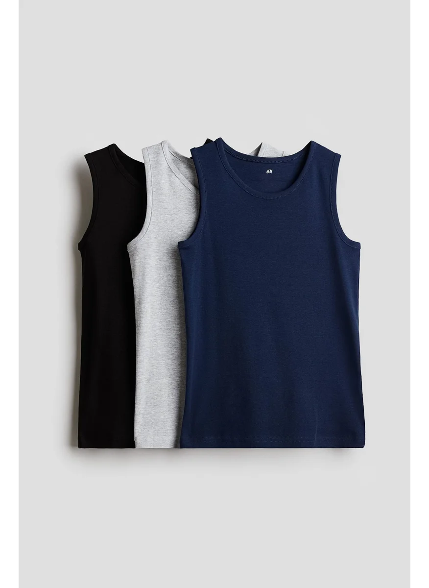 H&M 3-Pack Cotton Jersey Vest Tops