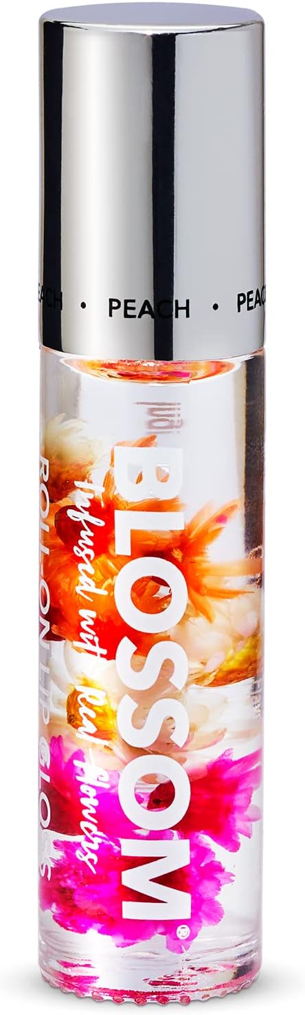 Blossom Roll on Lip Gloss Scented Clear High Shine Moisturizing Lip Oil Non Sticky Infused with Real Flowers Made in USA 02oz Cherry - Image 1